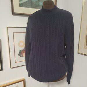 Unisex Sweater in 100% Cotton with Detailed cable knit and Low Turtleneck Size L